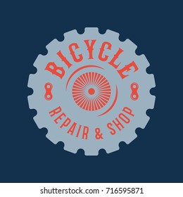 vintage bicycle shop and repair badge. bike sales and service logo. vector illustration