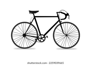 Vintage bicycle silhouette on white background, vector line