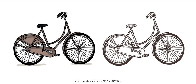 Vintage bicycle vector illustration on white