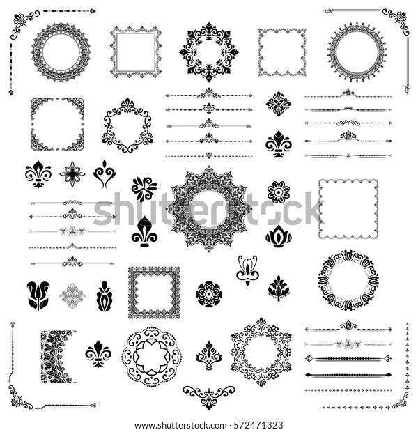 Vintage Big Set Classic Elements Different Stock Vector (Royalty Free ...