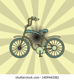 Vintage bike cartoon pastel colors over pop art striped background vector illustration graphic design