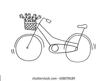 vintage bike to create invitations, postcards, printed materials, design websites and blogs. Hand drawing. Sketchy Styled.