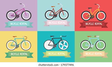 Vintage bike \ Fixed gear \ Simple \ Flat design