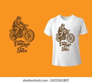 Vintage bike rides oldman t shirt, Retro bike t shirt design