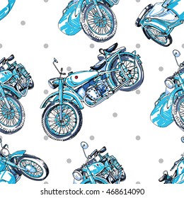 Vintage bike seamless pattern