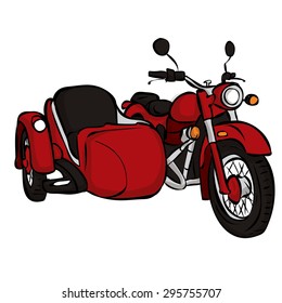 Vintage bike and sidecar. Hand drawn vector illustration