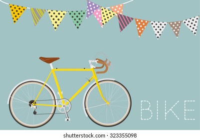 Vintage bike and triangle flag