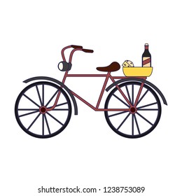 Vintage bike with wine and cheese