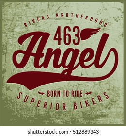 Vintage Biker graphics and Emblem with grunge background. 
