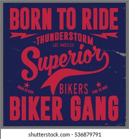 Vintage Biker graphics and Emblem with grunge background.