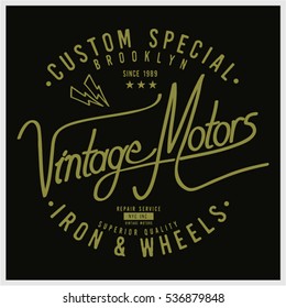 Vintage Biker graphics and Emblem with grunge background.