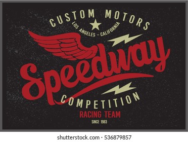 Vintage Biker graphics and Emblem with grunge background.