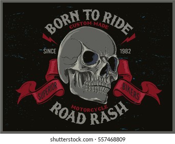Vintage Biker graphics and Emblem with grunge background.
