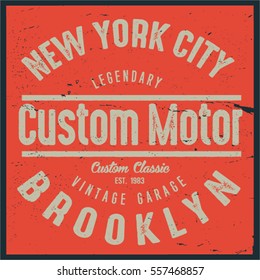 Vintage Biker graphics and Emblem with grunge background.