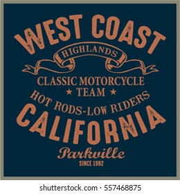 Vintage Biker graphics and Emblem with grunge background.