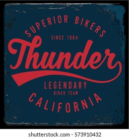 Vintage Biker graphics and Emblem with grunge background.