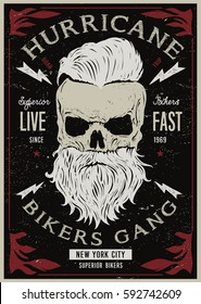 Vintage Biker graphics and Emblem with grunge background.