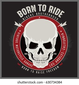 Vintage Biker graphics and Emblem with grunge background.