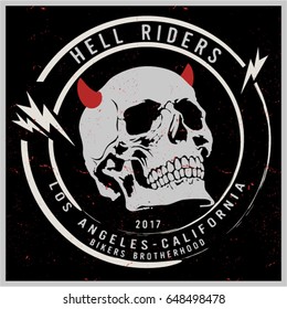 Vintage Biker graphics and Emblem with grunge background.