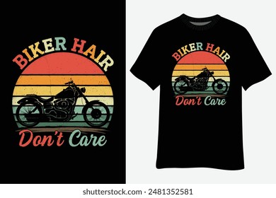 Vintage Biker Hair Don't Care Motorcycle T-Shirt Design