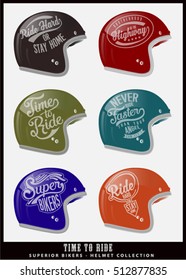 Vintage Biker helmets - Vector helmet illustration.