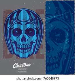 Vintage Vintage Biker Skull and elements. Isolated artwork object. Suitable for and any print media need.