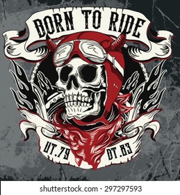 Vintage Biker Skull Emblem