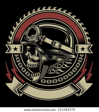 Vintage Biker Skull Emblem