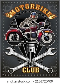 Vintage Biker Skull Emblem. Motorcycle club