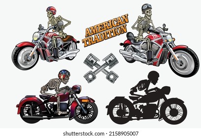 Emblema De Calavera De Biker Vintage. Club de motociclismo