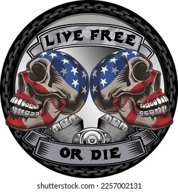 Vintage Biker Skull Emblem. Motorcycle club