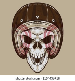 Vintage Biker Skull. Isolated artwork object. Suitable for and any print media need.