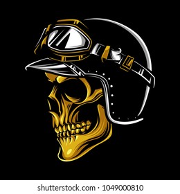 Vintage Biker Skull Logo Emblem