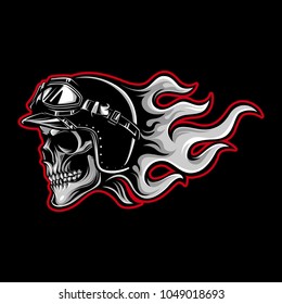 Vintage biker skull logo emblem