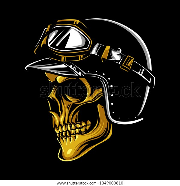 Vintage Biker Skull Logo Emblem Stock Vector (Royalty Free) 1049000810