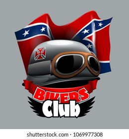 Vintage Bikers Club logo with Confiderate American flag.