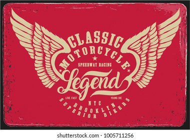 Vintage Bikers graphics and Emblem with grunge background.