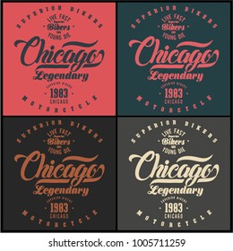 Vintage Bikers graphics and Emblem with grunge background.