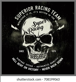 Vintage bikers graphics and Emblem with grunge background.