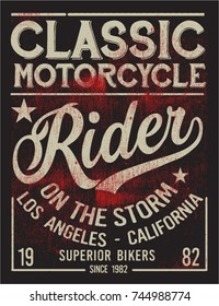 Vintage bikers graphics and Emblem with grunge background.