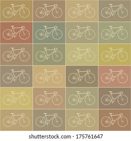 Vintage bikes set. Vector background with bicycles