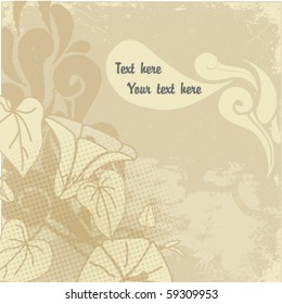 vintage bindweed paint on squared grunge background