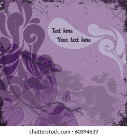vintage bindweed paint on squared grunge background