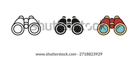 Vintage binoculars icon. Optical viewing and observation device symbol. Vision, zoom and magnification illustration for search, surveillance, exploration, monitoring and focus concepts.