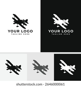 Logotipo Vintage Biplane para negócios de aviação