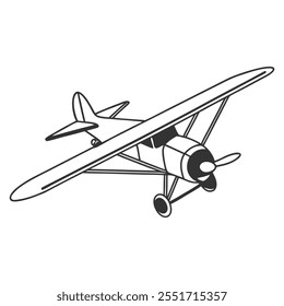 Ilustración vectorial Antiguas Biplane - Blanco y negro