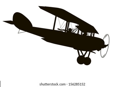 Vintage Biplane Vector Silhouette