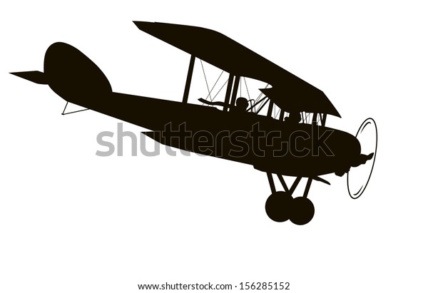 Vintage Biplane Vector Silhouette Stock Vector (Royalty Free) 156285152