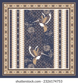 vintage bird batik scarf hijab design