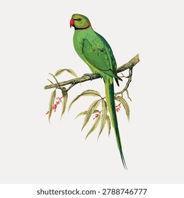 Vintage bird bengal parakeet, vector element.